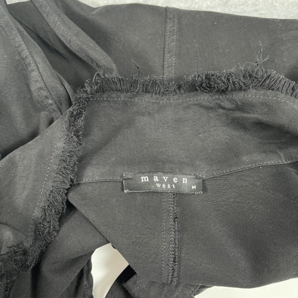 Maven West Black Long Sleeve Ruffle Jacket Silky Wash Tercel Women's Medium - Picture 6 of 9